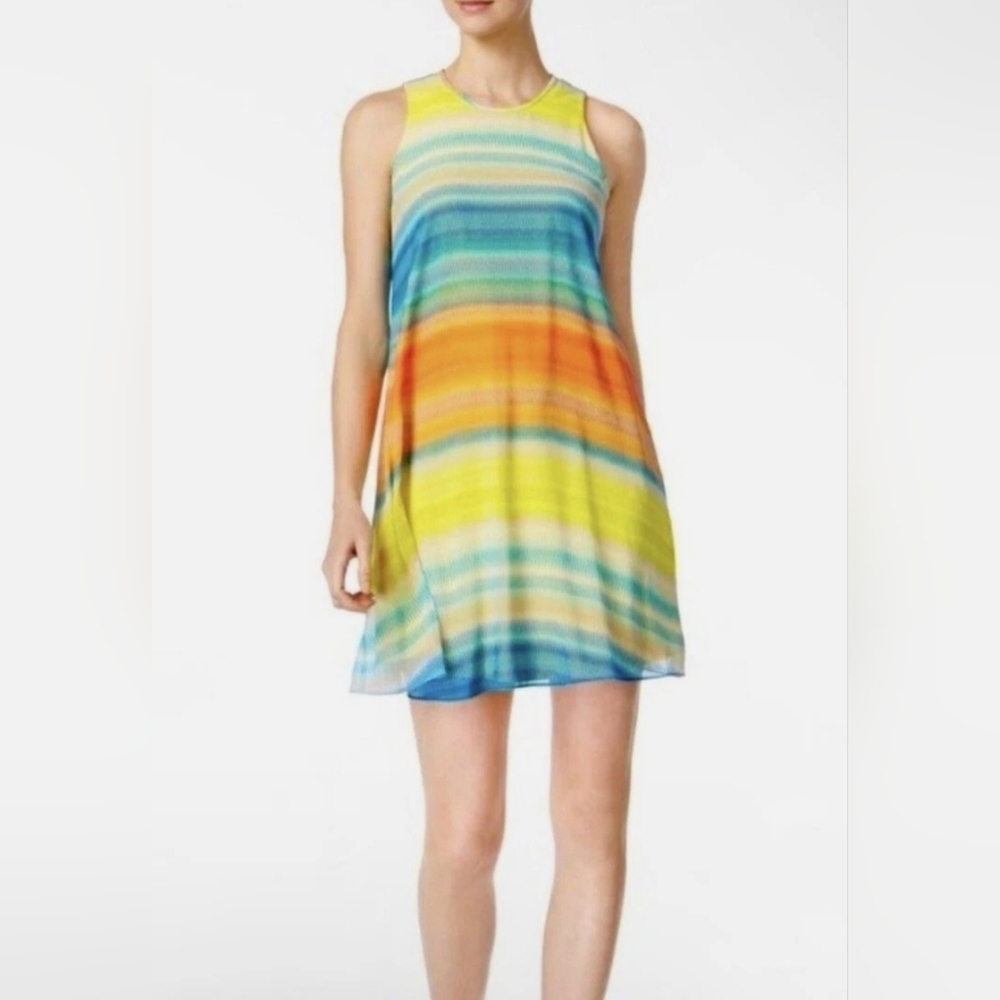 Calvin Klein Rainbow Multi-Colored Dress Size 14